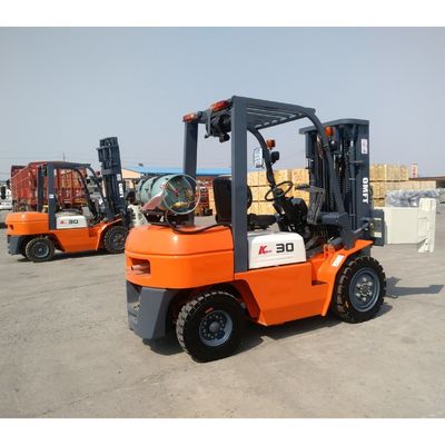 Lift height 3000-7000mm Steel Rubber 3.0 Ton Dual Fuel Forklift Truck K Model Ce ISO