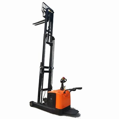 Easy Handling 1.6 T Stand on Battery Pallet Stacker with 5.0m Three Stage Full Free Mast