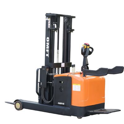 Steel PU 1.6T Stand-on Electric Reach Stacker Truck with 5.5m Mast Triplex and Free Lift