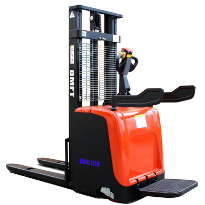 1500kg Stand on Type Electric Stacker with Large Capacity Battery and 560X1150mm Fork