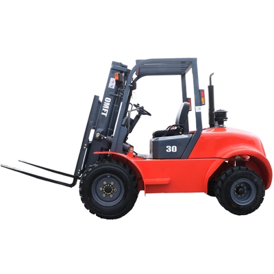 3.5ton Ce Certified Diesel All Terrain Forklift with Steel/Rubber Fork and A/C Cab
