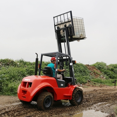 3.5ton Ce Certified Diesel All Terrain Forklift with Steel/Rubber Fork and A/C Cab